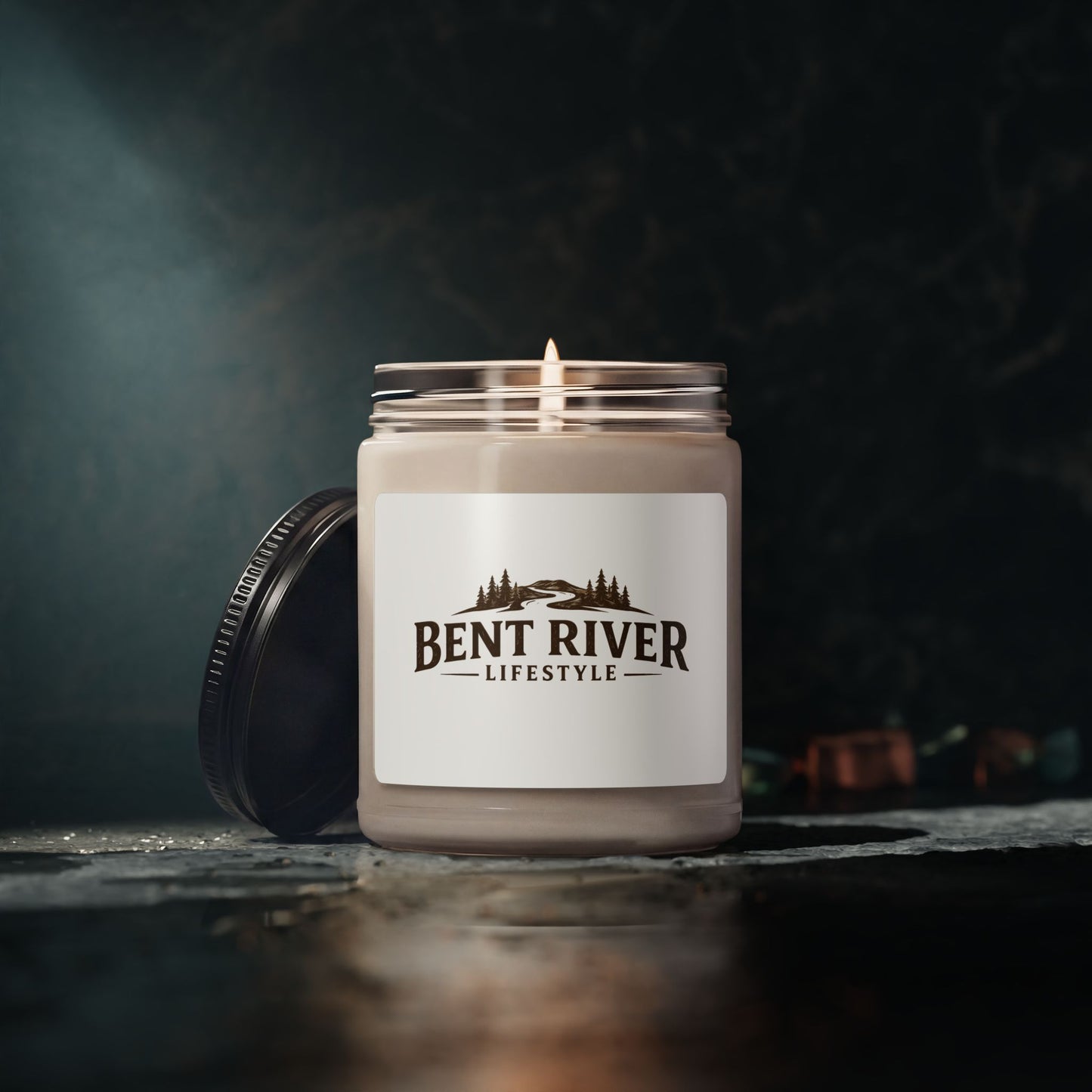 Bent River Lifestyle 9oz Scented Soy Candle — Rustic Pine & River Retreat Jar