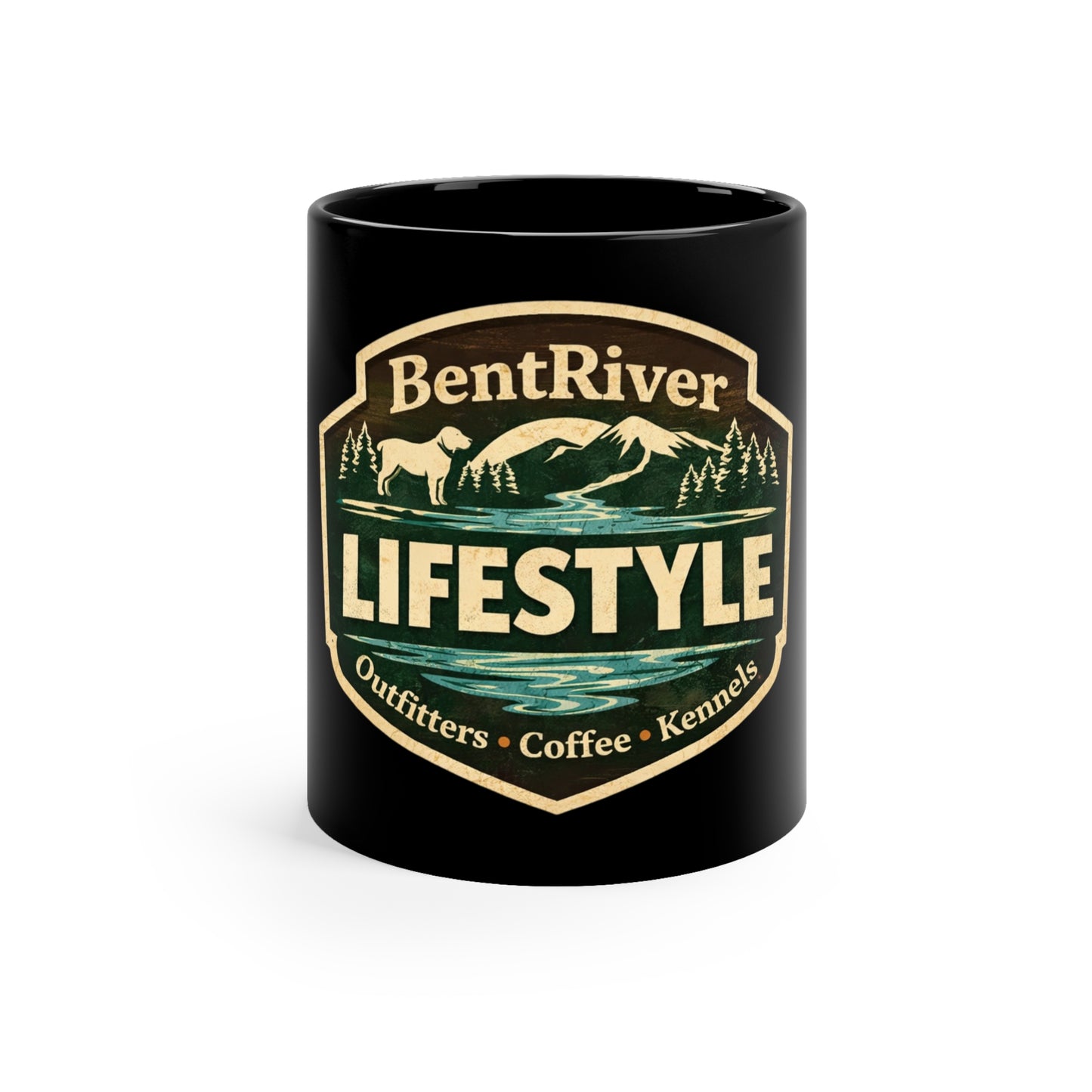 BentRiver Lifestyle Coffee Mug – Outdoor Cabin Adventure 11oz Black