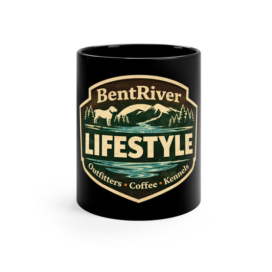 BentRiver Lifestyle Coffee Mug – Outdoor Cabin Adventure 11oz Black